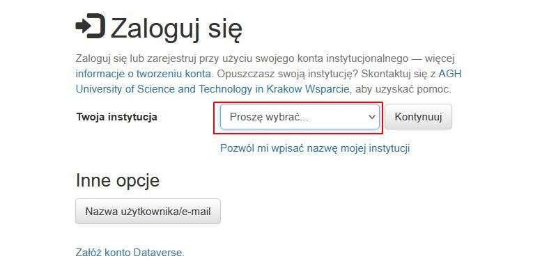 Logowanie wybór instytycji