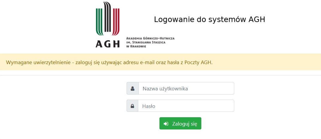 Logowanie do systemów AGH