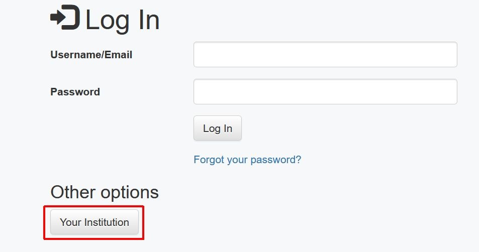 Log in RODBUK choose your institution