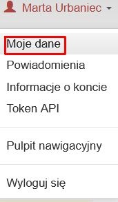widok zakładki moje dane na koncie deponującego